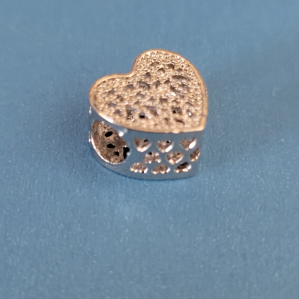 New! For Pandora Charm Bracelet Silver Color Cut Out Filigree Heart Charm NICE - Picture 4 of 6